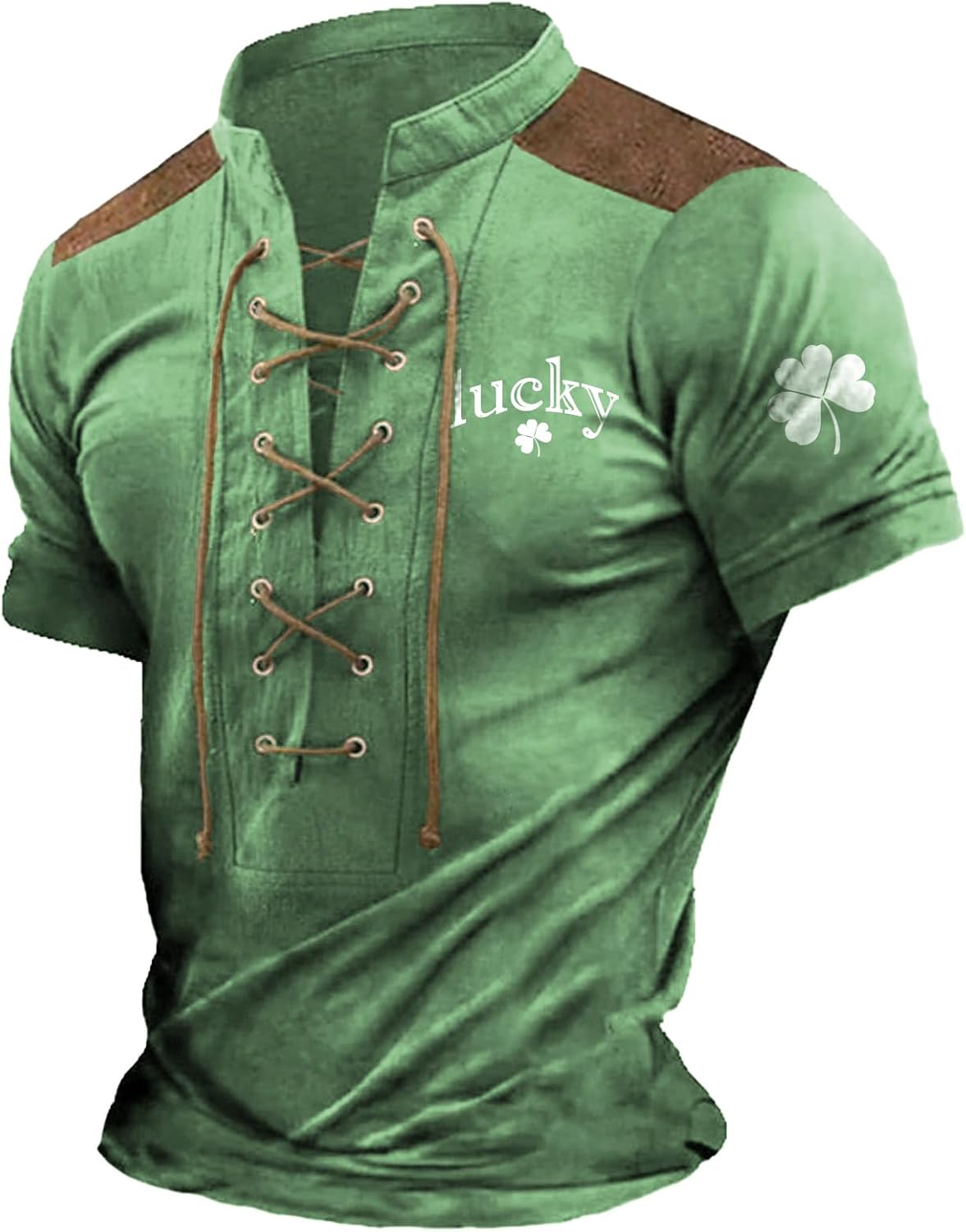 St Patricks Day Shirt Men Short Sleeve Lace Up Pullover Novelty Lightweight Workout...