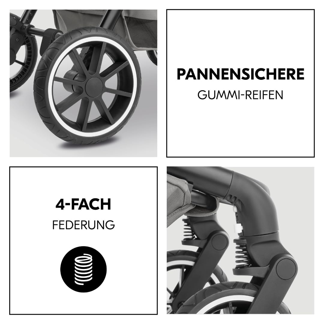 Hauck 3in1 Kinderwagen Set Move N Care mit Drive N Care Babyschale – Kombikinderwagen ab Geburt bis 22 kg mit Federung & wendbarer Sitzeinheit – Dark Grey