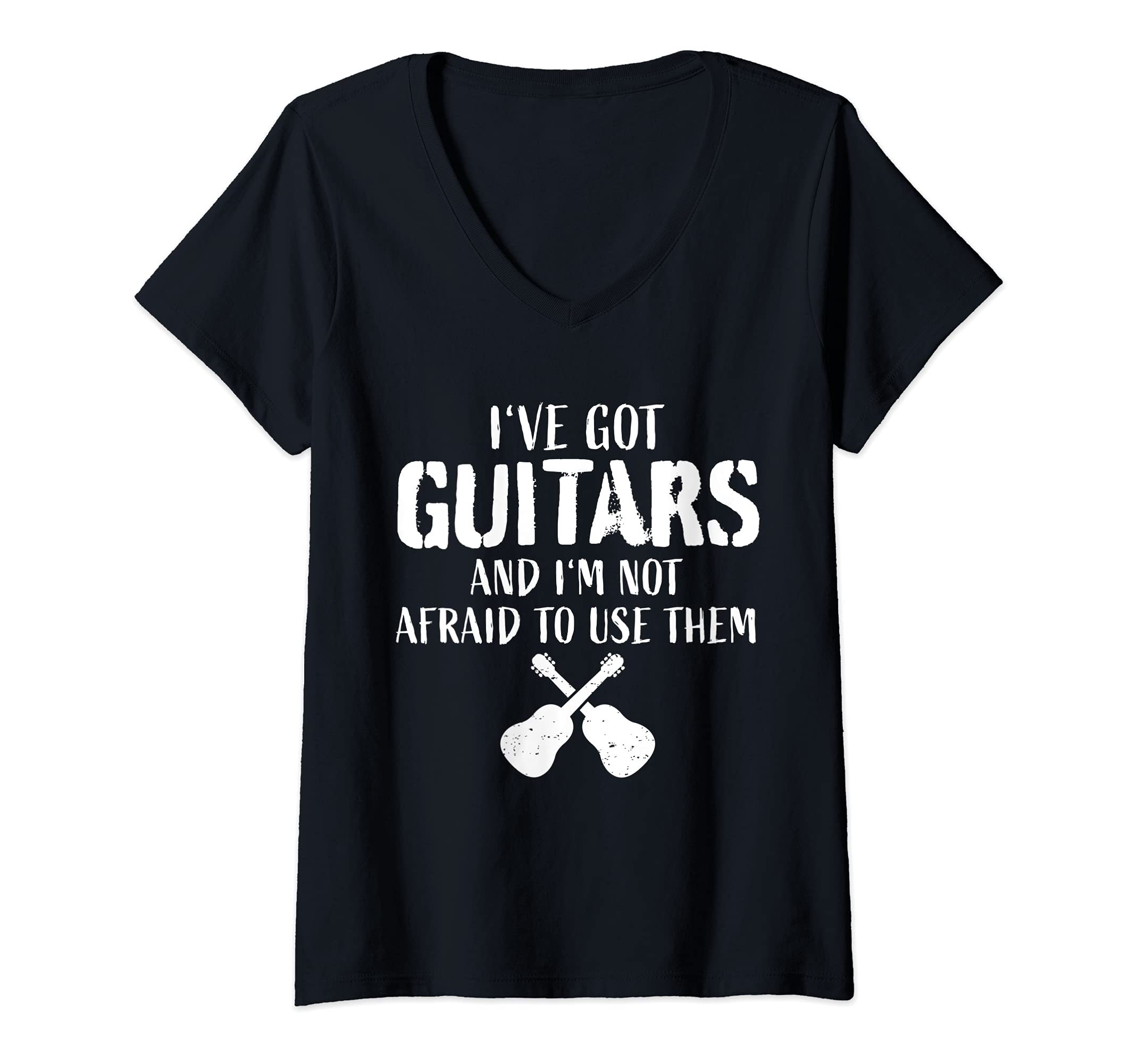 Womens Funny Guitar Player Quote Guitarist I Use Guitars V-Neck T-Shirt, Black