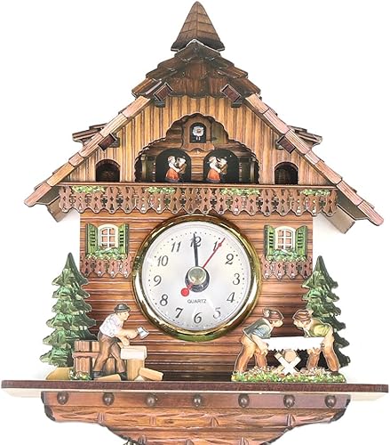 Miniatura 4 de Fermoirper Reloj de pared con diseño de cuco, reloj de madera con columpio de madera para decoración del hogar, tablero de MDF, reloj de pared