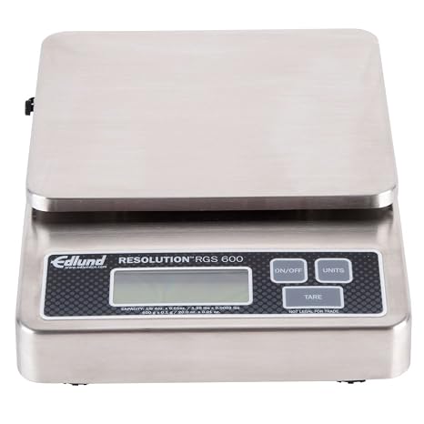 Edlund RGS-600 Resolution Scale with Dual Housing Technology | Precision Gram Weighing Plate for Kitchen Supermarket | (4) Display Options, Dual Voltage, 6.88W x 8.88L x 2.13H, Stainless Steel, NSF