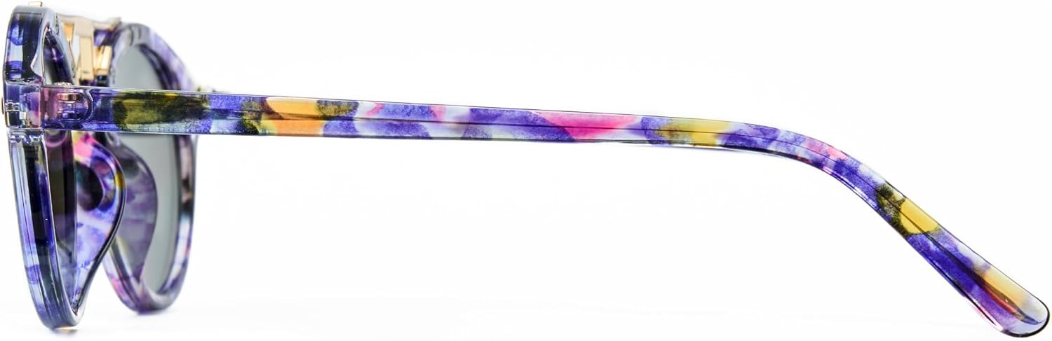 Cyxus Retro Round Sunglasses for Women Men Trendy Shades UV Protection for Vacation Travel 1364