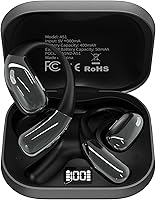 Tuemvia Open Ear Headphones Wireless Bluetooth Earbuds: LED Display, 35H Playtime, Waterproof Sweatproof Fit for Running Sports (Black)
