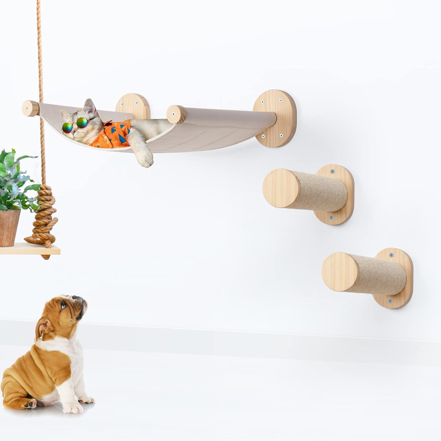 BEBOBLY Cat Wall Shelves and Perches Set Cat Hammock