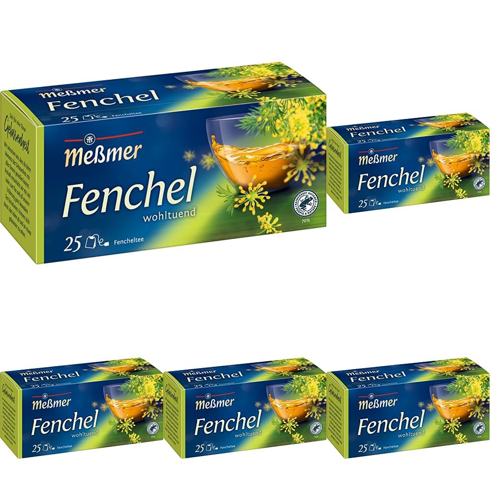 Meßmer Fenchel | 25 Teebeutel | Vegan | Glutenfrei | Laktosefrei (Packung mit 5)