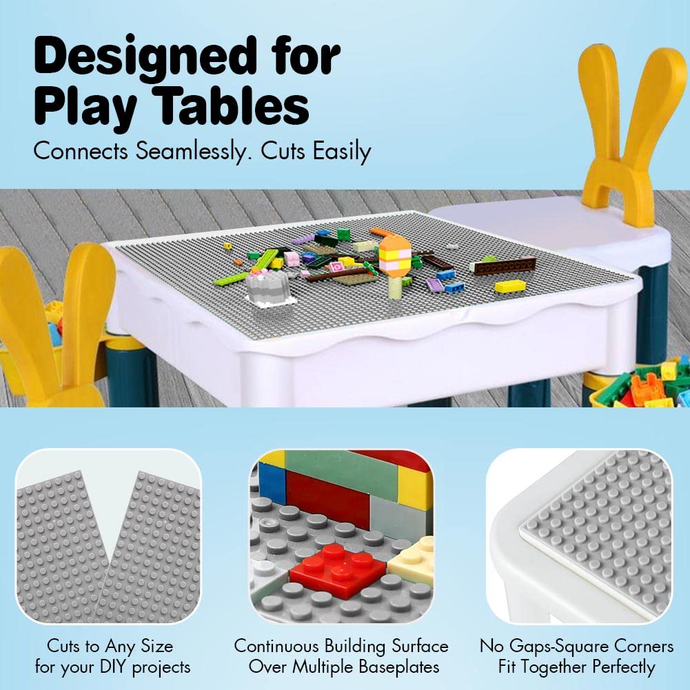 Etarnfly Set di 12 piastre da costruzione, compatibile con la maggior parte delle marche, 25 × 25 cm, giocattolo da costruzione per bambini, piastra di base grigia