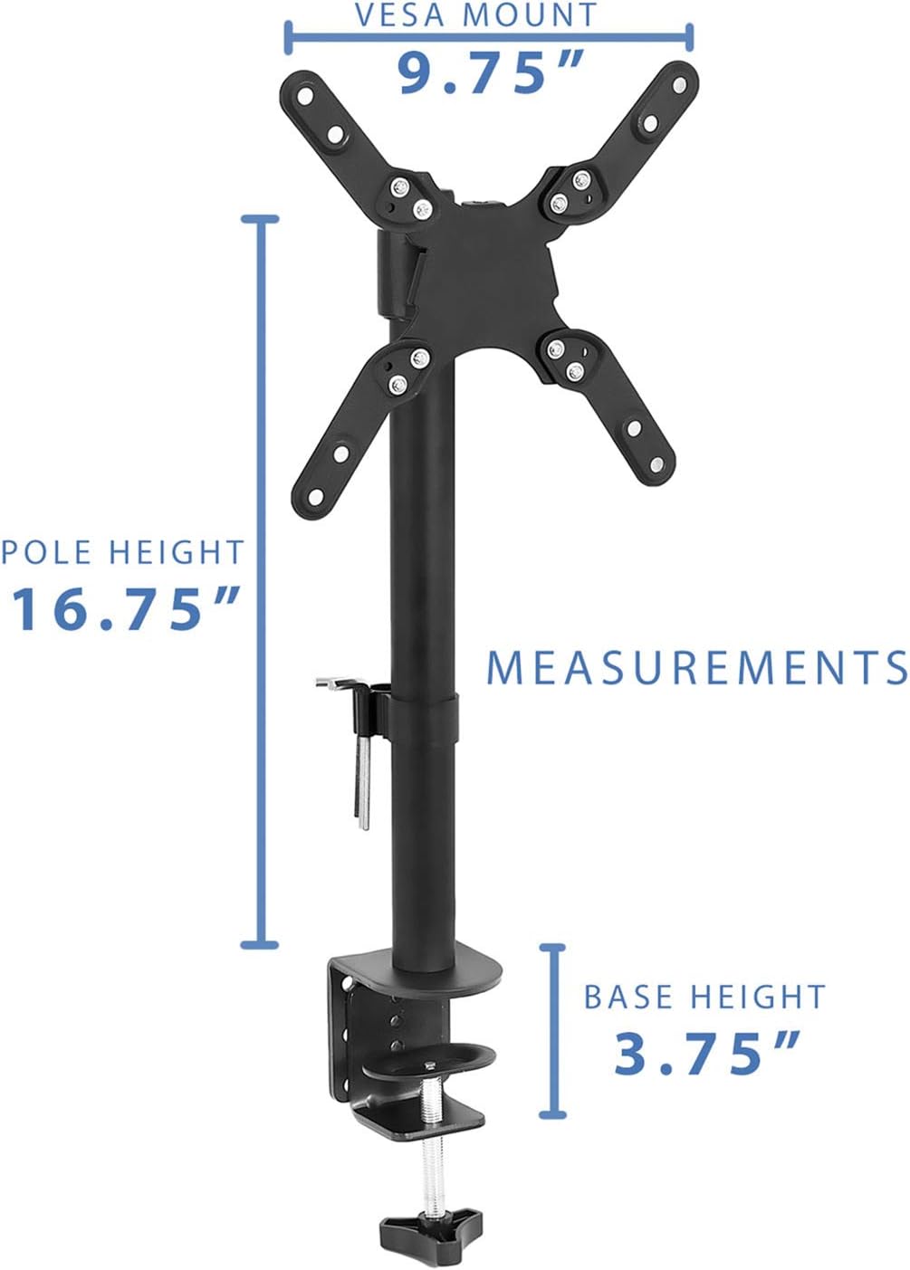 Black Heavy-Duty Adjustable Desk Mount for Monitors and TVs up to 42"