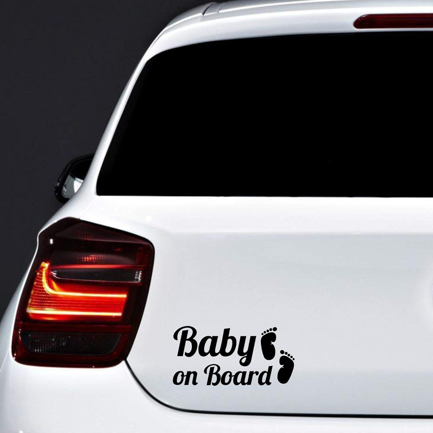 Autodomy Baby on Board Sign Feet 2 Units | Baby on Board Sticker for Car Guaranteed Visibility Outside Rain and Sun Resistant (Black)