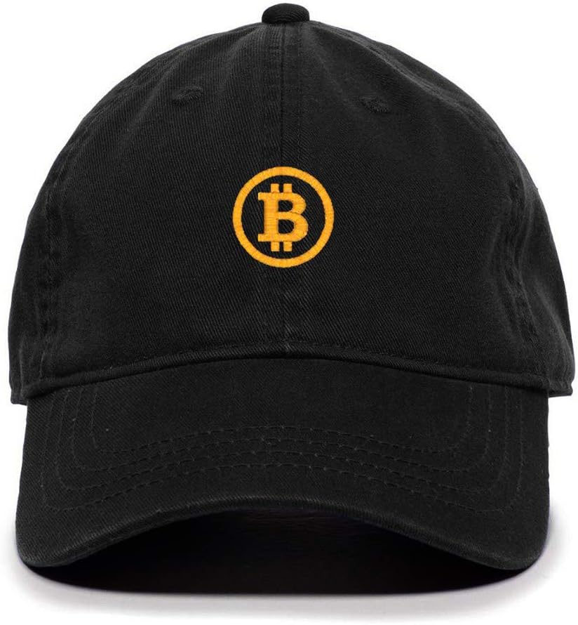 Tech Design Bitcoin Cryptocurrency Embroidered Baseball Cap Cotton Adjustable Dad Hat