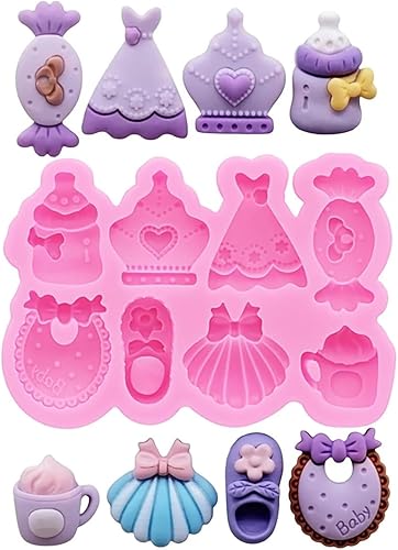 Vestidos de caramelo 3D, coronas, botellas, zapatos de princesa, tazas, molde de silicona para chocolate, pasta de goma, encanto, decoración de