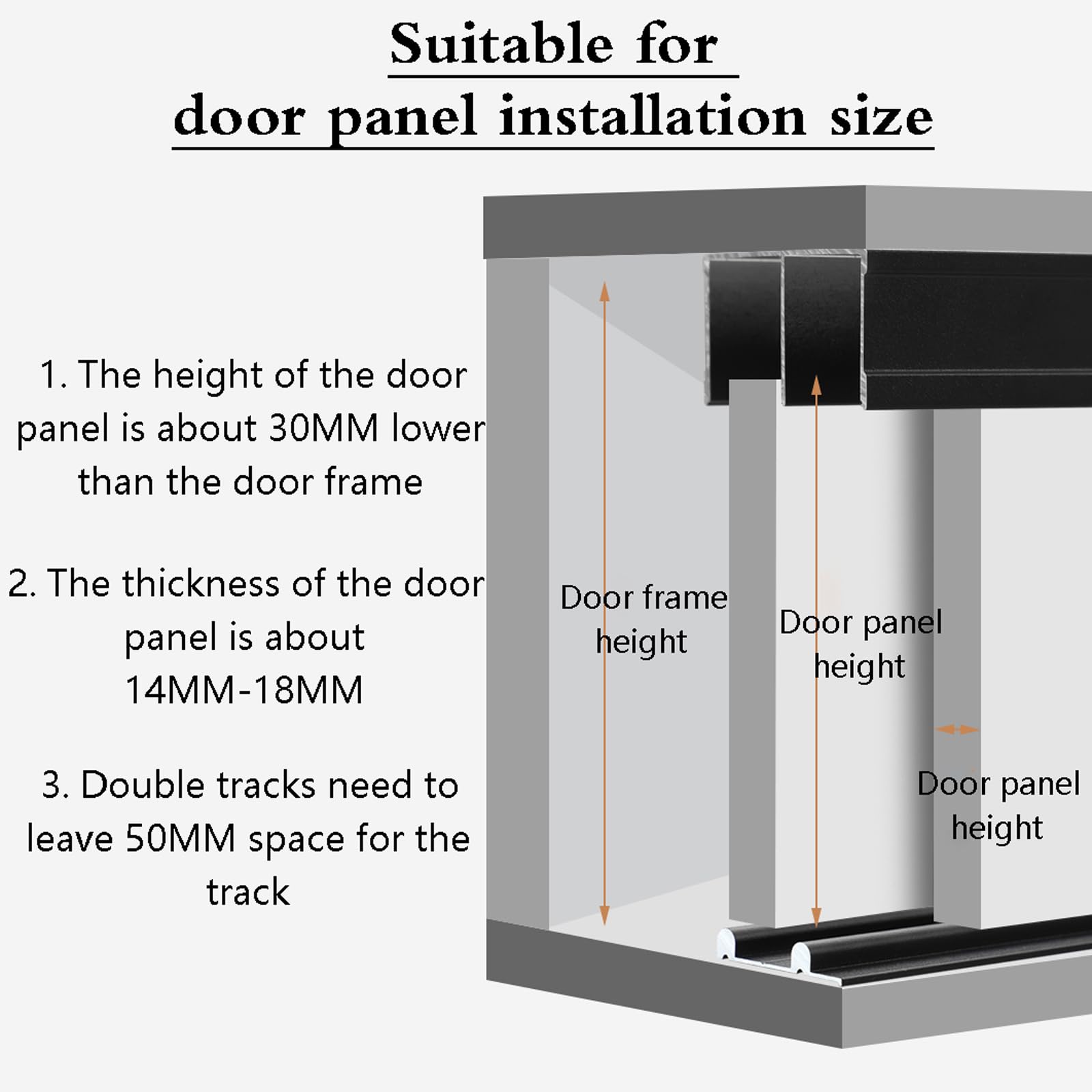 Kit de riel para puerta corredera, sistema de riel guía de funcionamiento suave para puertas de armario y oficina en casa