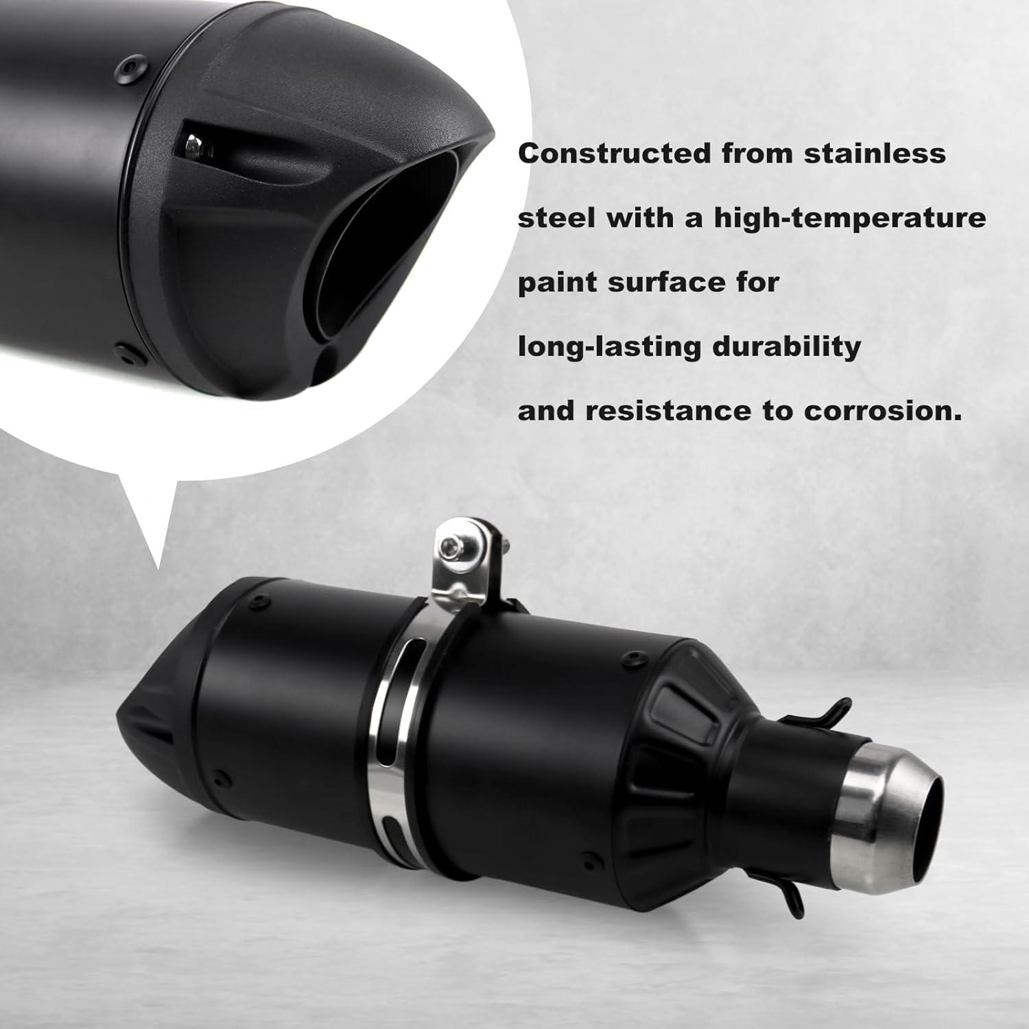Sporacingrts Universal 1.5"-2" Slip-On Motorcycle Mufflers & Silencers - Matt Black Finish, Compatible with Grom, ATV, Dirt, Street Bike, Scooter, Quad, and More