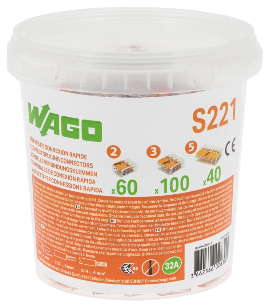 WAGO - S221 200 morsetti per connessione rapida 2,3 e 5 entrate per fili flessibili e rigidi