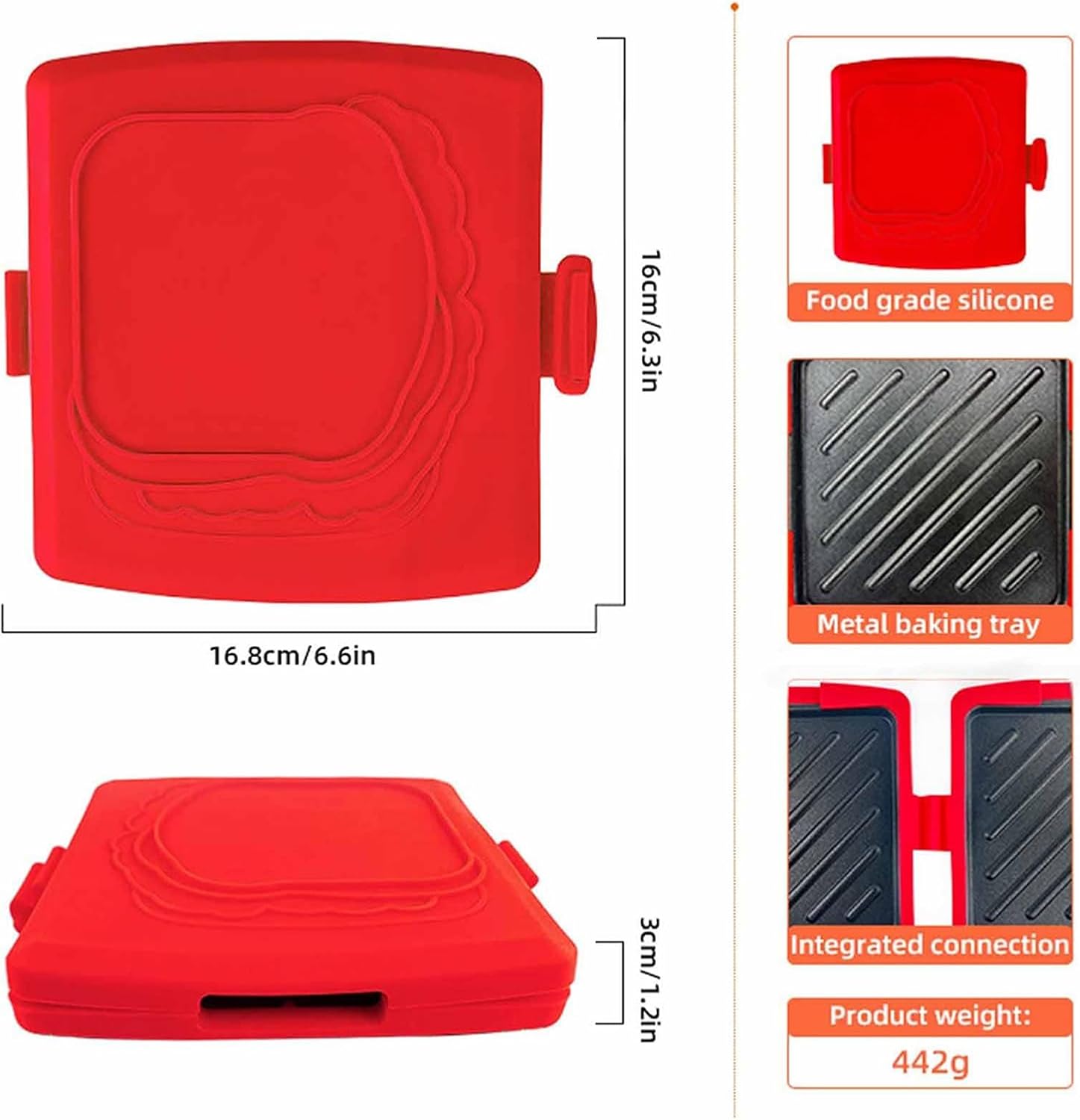 Sandwich Maker - Microwave Toaster Sandwich Maker | Non-Stick Plates Dishwasher Safe Press for Cooking Breakfast Grilled Cheese Snacks for College Students Dorm Workplace Busy Professionals Kitchen