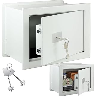 Wandsafe Einmauertresor 360 x 210 x 195 mm 9 kg Schlüsseltresor mit Doppelbartschloss Graphitfarben für Bargeld Dokumente Schmuck
