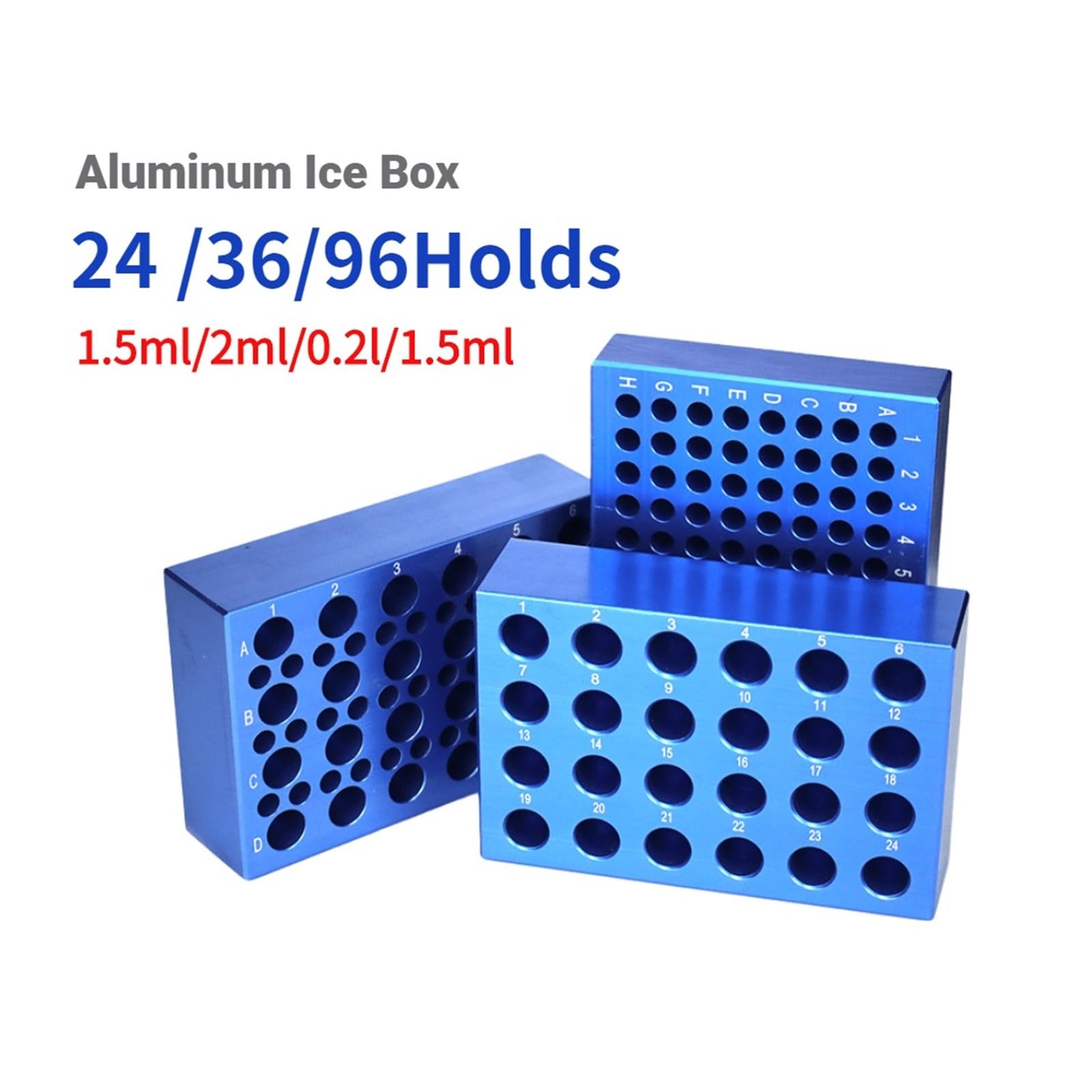 Caja de Hielo de Aluminio 0,2/1,5/2ML Tubo centrífugo Bloque de Hielo termostato de Baja Temperatura módulo de congelación PCR multipropósito preenfriado(1.5m and 0.2ml)