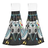 KOCOART Joystick Game Console Hanging Kitchen Towels Controller Hand Towel with Loop 2 Pack Soft Tea Bar Dish Cloth Dry Towel Super Absorbent Fingertip Towel for Bathroom Laundry Room