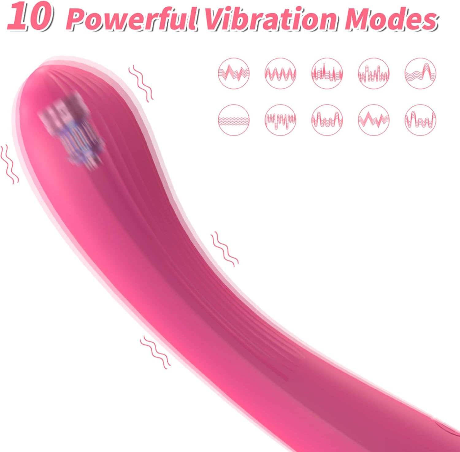 Female Ciltoral Vibrator with 10 Vibration Modes, Soft Silicone G Spot Vibrator USB Recharge Female Vibrator Adult Sex Toy for Women - Red