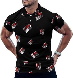 American Flag Electric Cable Lineman Men's Golf Polo-Shirt Summer Short Sleeve T-Shirt Quick Dry Muscle Tees