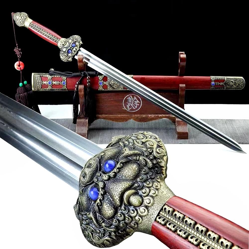 Tradition Handmade Chinese Ming Dynasty Dragon Saber Yongle Emperor Sword Folded Damascus Steel Blade Sharp Kungfu Dao Jian