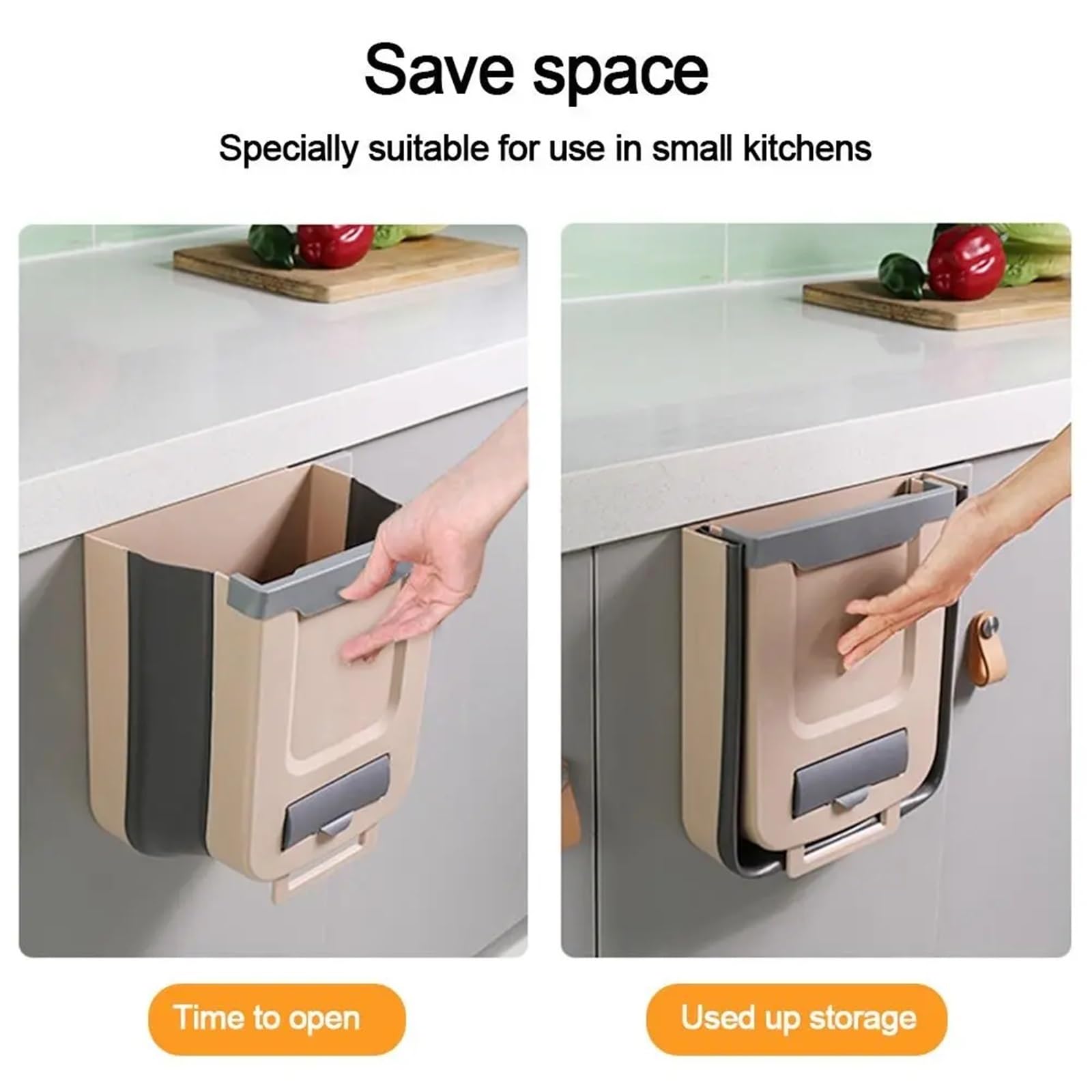 Portarifiuti A Parete 7/10L PP Appeso Cestino Della Spazzatura Portatile Fissato Al Muro Porta Dell'armadio Bidone della Spazzatura Riciclabile Bidone Dei Rifiuti Pieghevole Cestino Cucine Per Bagno,