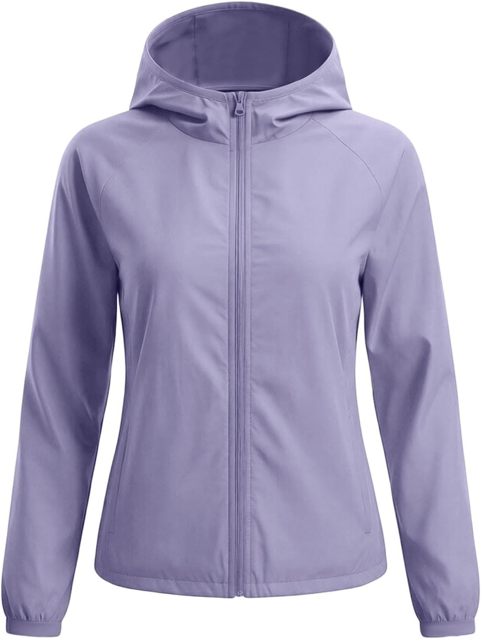 Windbreaker for Women Lightweight Hooded Full Zip Rain Jacket Coat | Women's Casual Zip Up Waterproof Jacket with Raglan Sleeve, Elastic Cuffs, Zip Pockets for Spring Fall Travel Outdoor