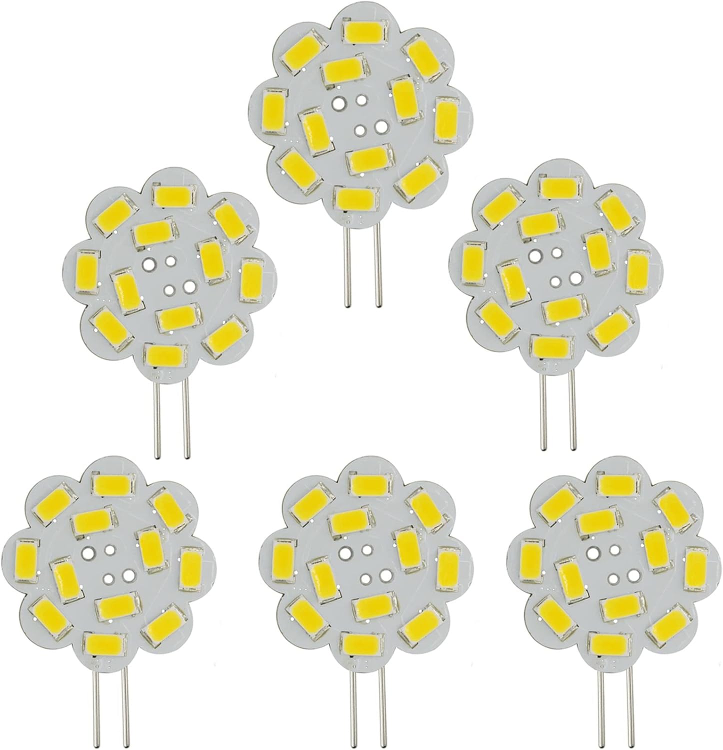 2W G4 LED Light Bulbs(6 Pack) LED Disc 20W Halogen Replacement Bulb,180 Degree Beam Angle,3000K Warm White,Dimmable, AC/DC 12V,G4 Bi Pin Lamp for Ceiling Recessed Puck