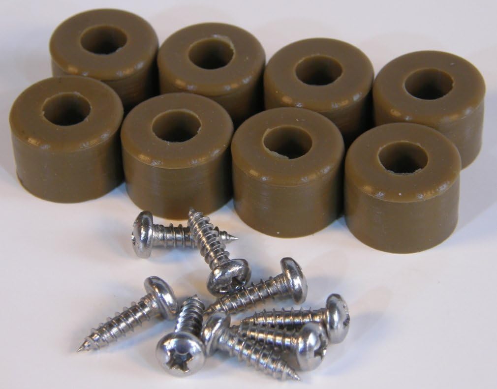 Rubber Bumper Feet 5/8 DIA with Stainless Screws QTY 8, 24 (Black, White, Brown) (8, Brown)