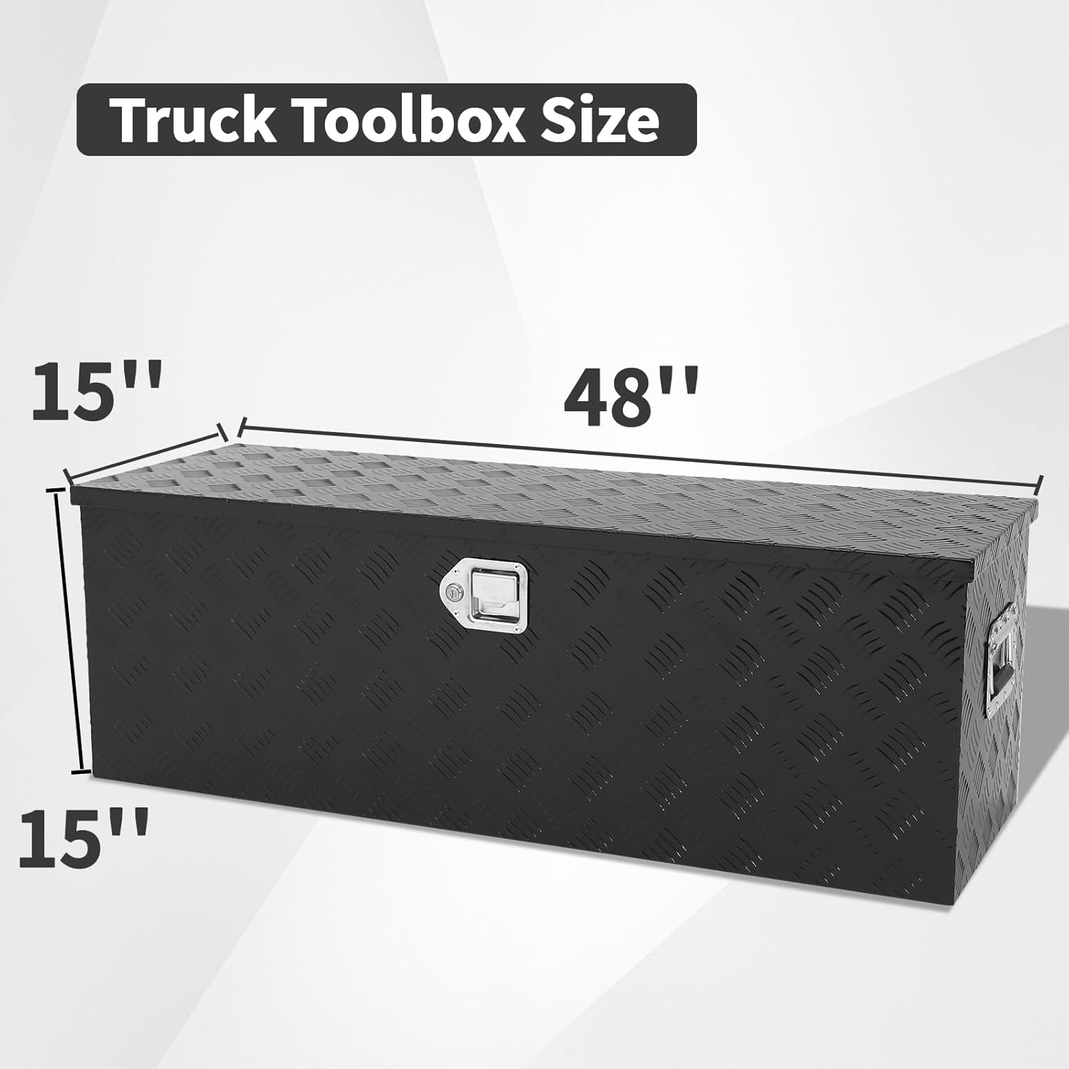48 inch Truck Tool Box,Aluminum Truck Bed Tool Box w/Handled Lock and keys,Universal Fit for Pickup‌ Truck,Trailer,Vehicle,UTV,ATV-Black,48 X 15 X 15 inch