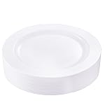 bUCLA 30PCS White Plastic Dinner Plates Disposable - Premium 10.25inch White Weddings and Party Dinner Plates