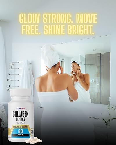 Miniatura 7 de MetpharmUSA Cápsulas de péptidos de colágeno, 1000 mg, 60 cápsulas, uñas y soporte para las articulaciones, 30 porciones