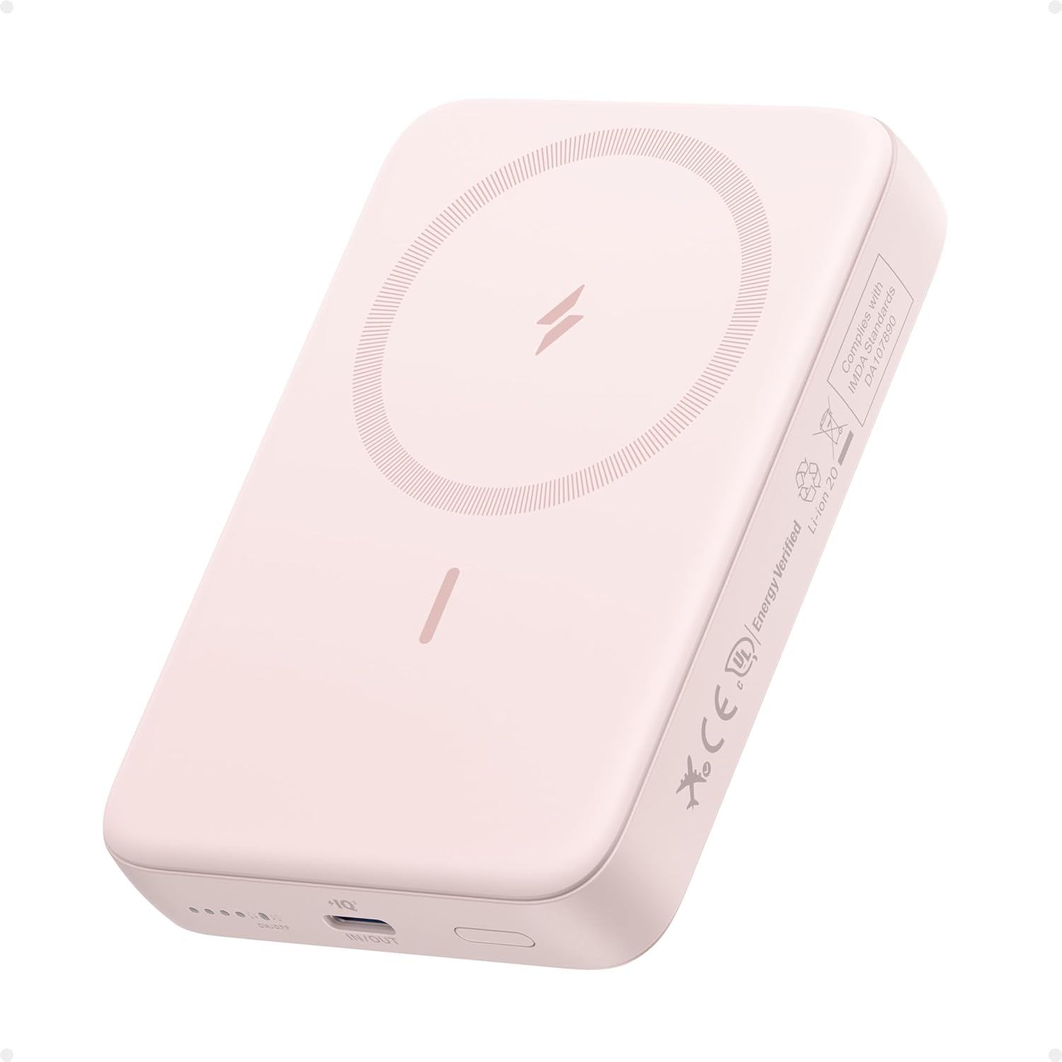 ANKER Zolo Magnetic Power Bank, Compact 10,000mAh Wireless Portable Charger with 30W Max Fast Charging, Skin-Friendly and Durable Battery Pack, for iPhone 16/15/14 Series, AirPods, and More