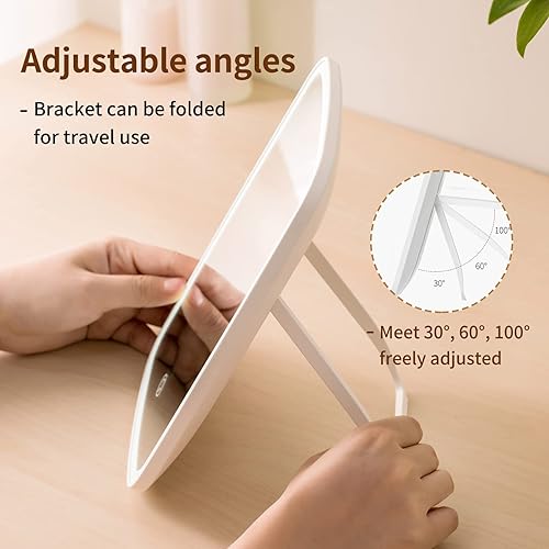 Miniatura 4 de Jordan&Judy Espejo de maquillaje iluminado con espejo de aumento 5X, espejo de tocador de 9.5 pulgadas con brillo ajustable, baterías recargables