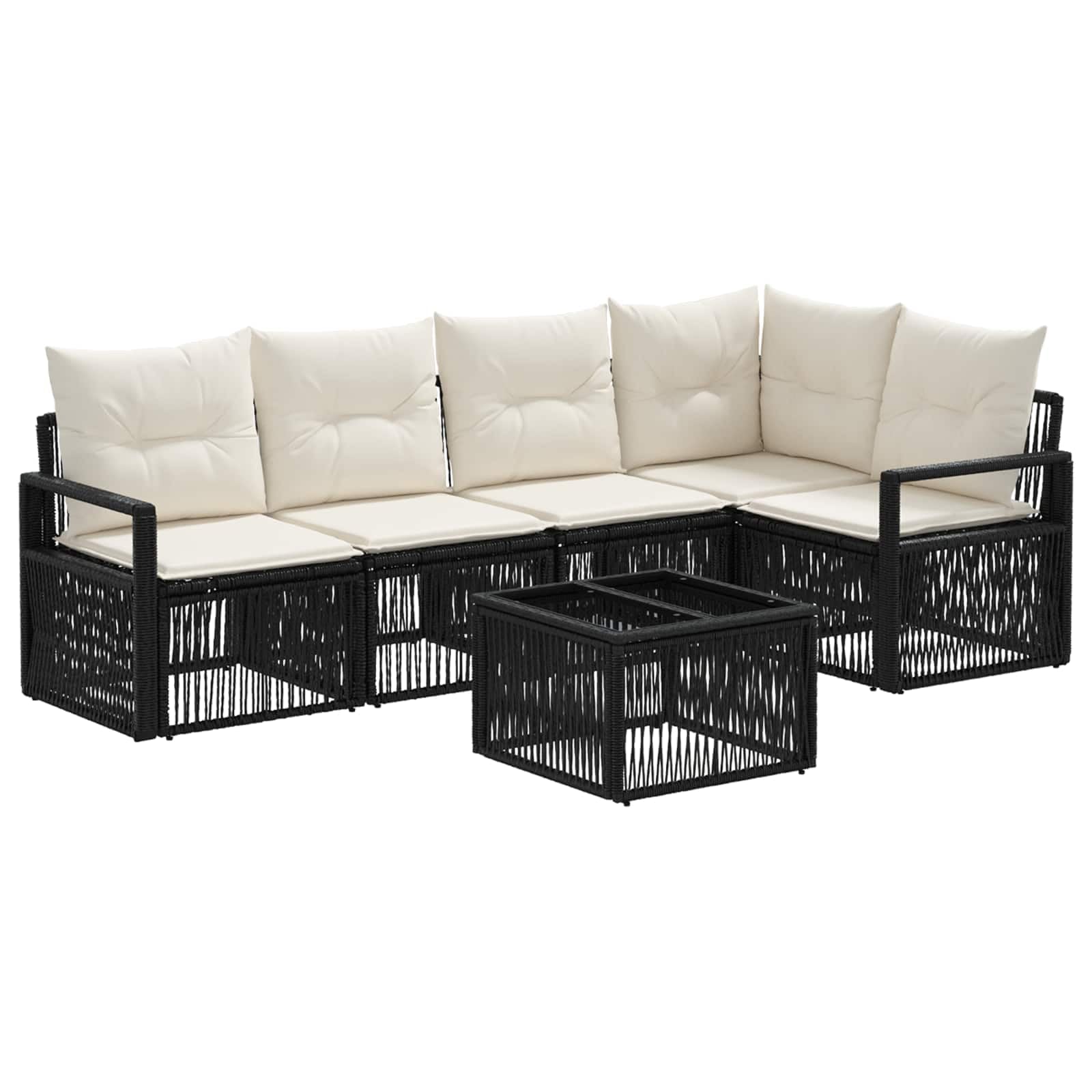 Canapé de jardin polyrotin noir 6 places vidaXL salon extérieur moderne et modulable