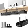 Bandeja organizadora de cables debajo del escritorio, expandible de 25.2 a 38.6 pulgadas, negra | acero al carbono de alta resistencia, montaje con abrazadera sin perforación, gestión de cables ajustable para oficina y hogar, resistente a la oxidación 1