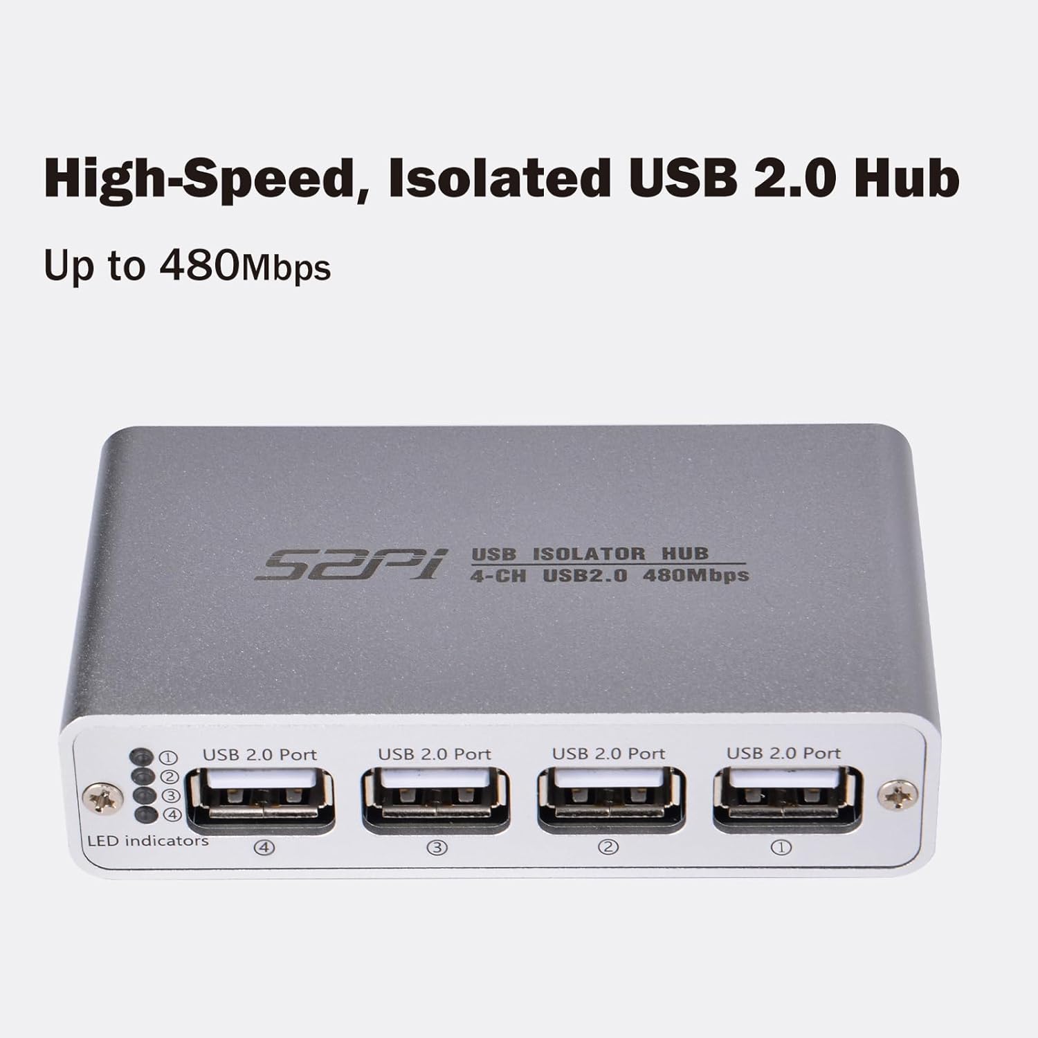 GeeekPi USB Digital Isolator with ADuM3165 Chip, 4-Port USB 2.0, High-Speed 480Mbps, Industrial-Grade ADuM3165 Chip, 3.75kV RMS Protection, Bidirectional Data Transfer