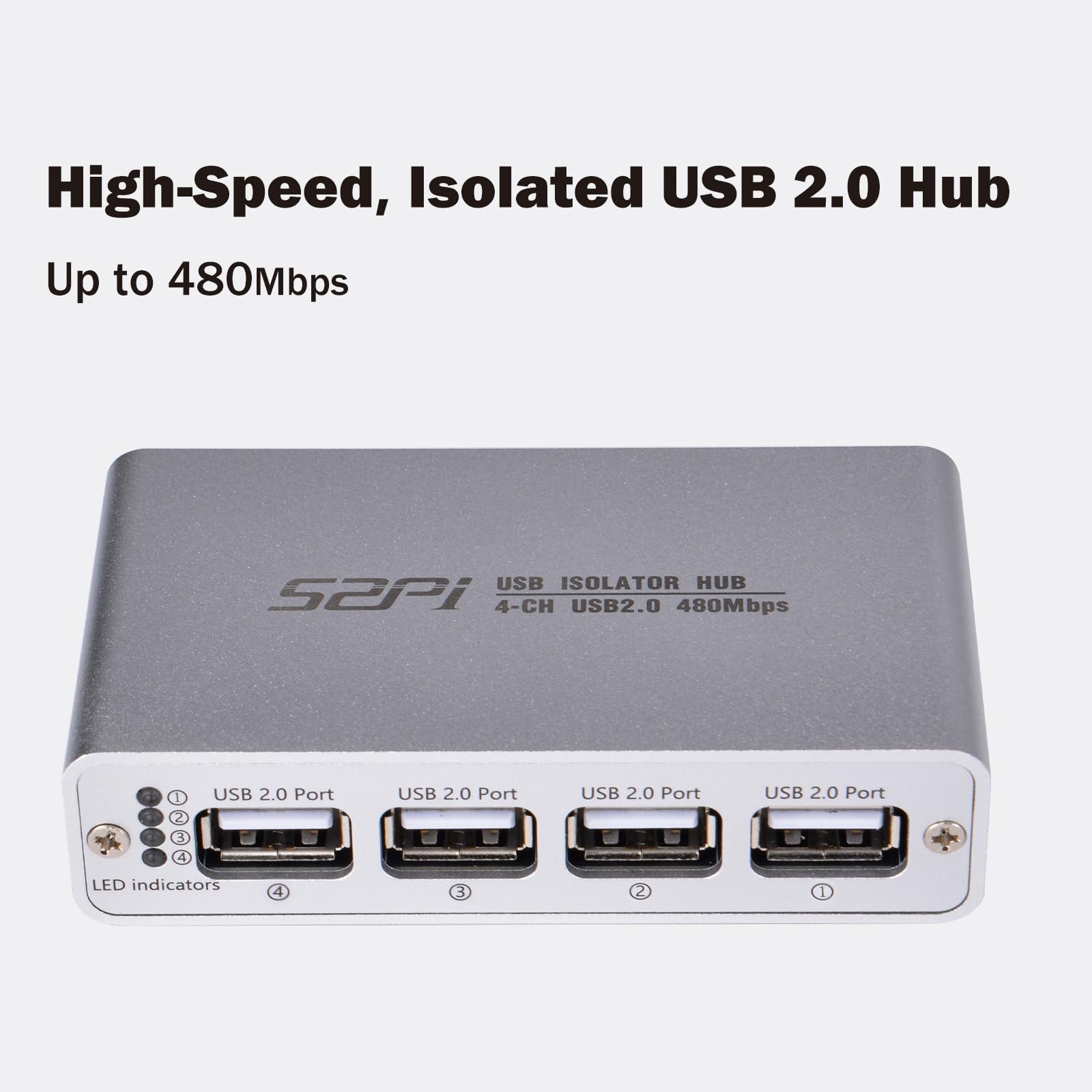 GeeekPi Digitaler USB-Isolations-Hub, 4-Port USB 2.0, High-Speed 480 Mbit/s, ADuM3165-Chip in Industriequalität, 3,75 kV RMS-Schutz, Bidirektionale Datenübertragung