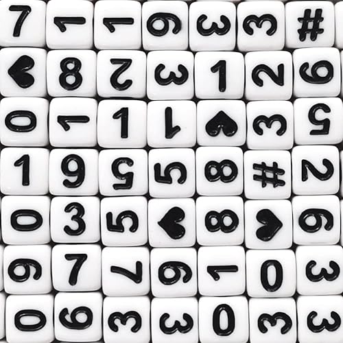 Looconi 600Pcs Number Beads Acrylic Cube 6X6Mm Mixed Number Loose Beads #TOP1