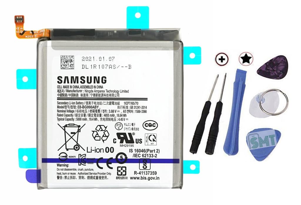 SMT - Batería de 5000 mAh EB-BG998ABY GH82-24592A para Samsung Galaxy S21 Ultra 5G G998B con herramientas.