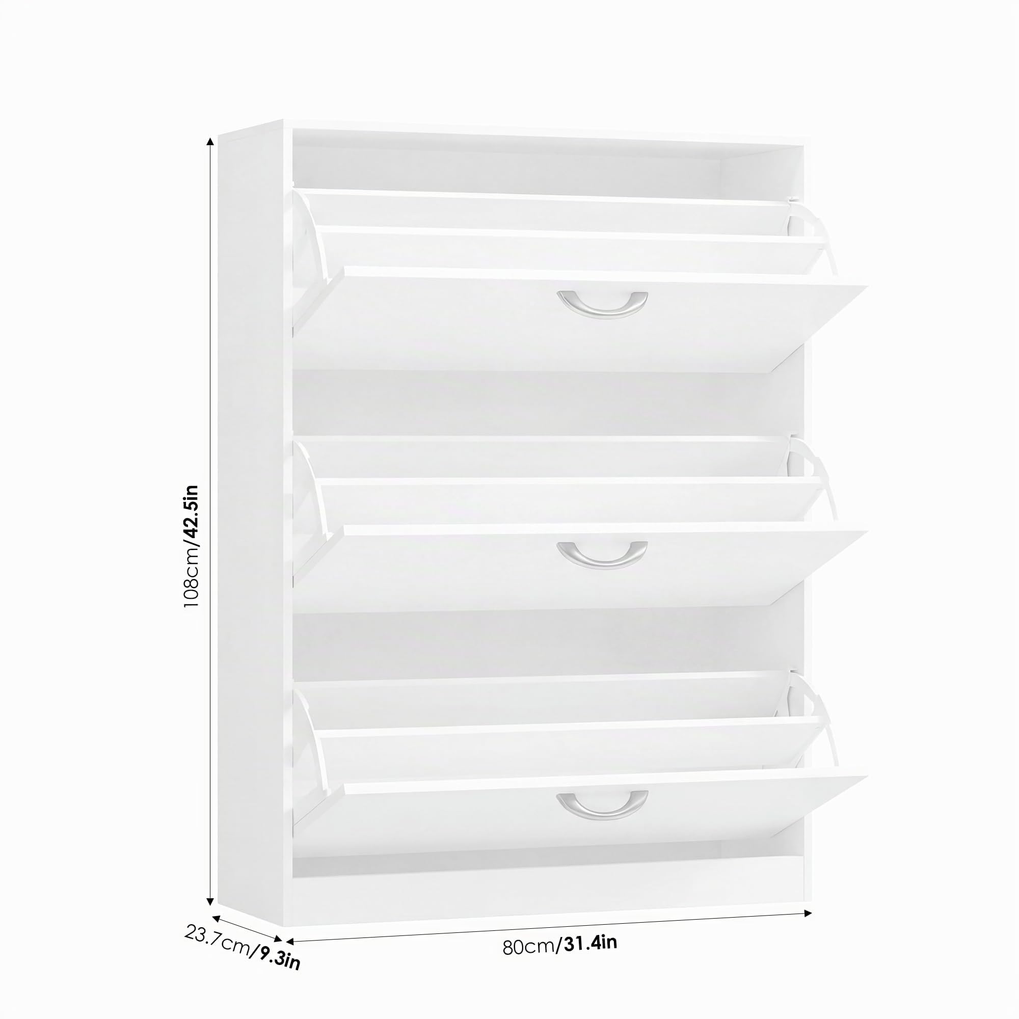 FirFurd Scarpiera Salvaspazio Slim con 3 Ante Porta Scarpe a Ribalta,Armadio per Scarpe Bianca a Divisore Regolabile e Rimovibile,Scarpiera Salvaspazio per Ingresso,Corridoio,Soggiorno,80x23.5x110cm