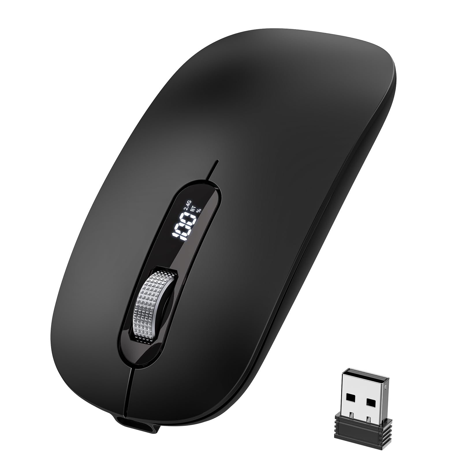 Wireless Bluetooth Mouse Bluetooth 5 0 4 0 2 4G Tri-Mode Type-C Rechargeable with LED Screen Display Ergonomic