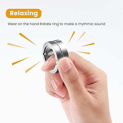 Miniatura 6 de Sowsun Anillo magnético giratorio de juguete para ansiedad, anillo mecánico de tictac, anillo deslizante de trinquete, alivio del estrés y la