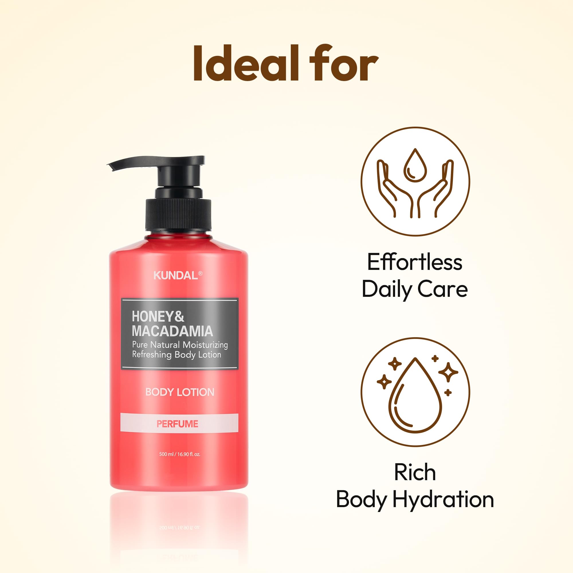 KUNDAL, Nemlendirici ve Besleyici Vücut Losyonu Honey&Macadamia Pure Body Lotion 500ml(Amber Vanilla)