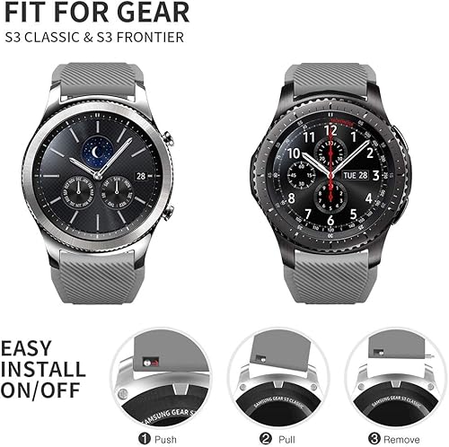 Miniatura 5 de for Samsung Galaxy Watch 3 45mm Bands, Soft Silicone 22mm Replacement Sport Wristbands for Samsung Gear S3 Frontier S3 ClassicGalaxy Watch 46mm