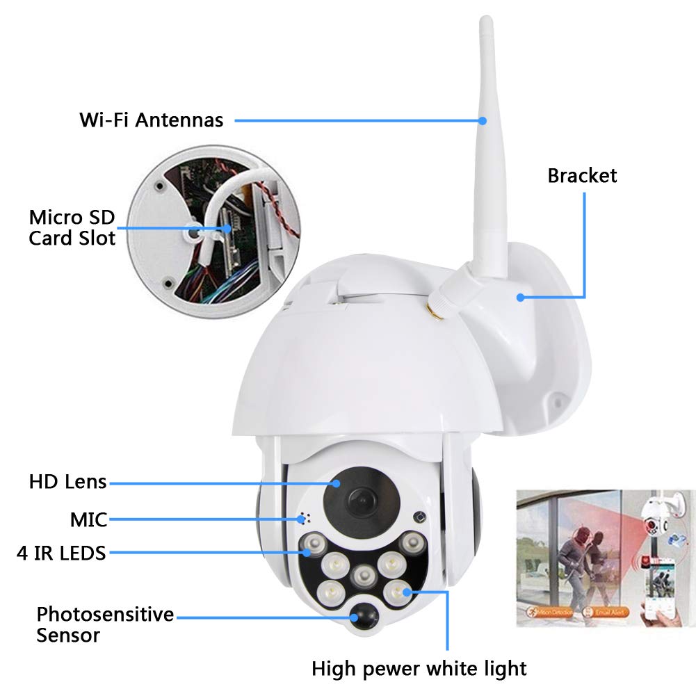 Caméra De Sécurité Triple Objectifs WiFi - 3 Lentilles 2 MP, Détection Humaine, Audio Bidirectionnel, étanche IP66, Pour Intérieur/extérieur - Avec Prise UE - 8
