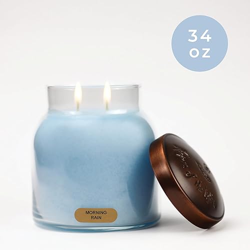 Miniatura 2 de A Cheerful Giver - Morning Rain - Tarro de vela perfumada de Papa de 34 onzas con tapa - Keepers of The Light - 155 horas de tiempo de combustión,