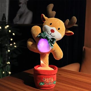 Zerodeko Brinquedo De Alce Falante Dançando Alce De Pelúcia De Natal Repetindo O Você Diz Brinquedo Brinquedo De Iluminação Led Eletrônico Brinquedo De Canto Musical Registro Bicho De