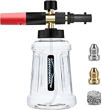 Improved Foam Lance Foam Cannon for Kärcher K Series K2 K3 K4 K5 K6 K7 Pressure Washer, 1 L Snow Foam Lance with Adjustable Foam Nozzle for Car Wash (Black & Red)