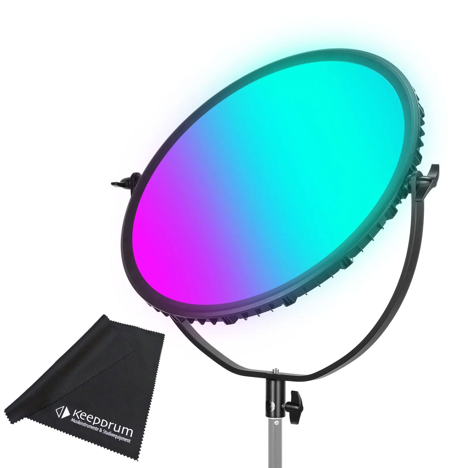 GR18C Pannello LED rotondo RGB luce video con controllo APP 18 pollici con panno in microfibra keepdrum