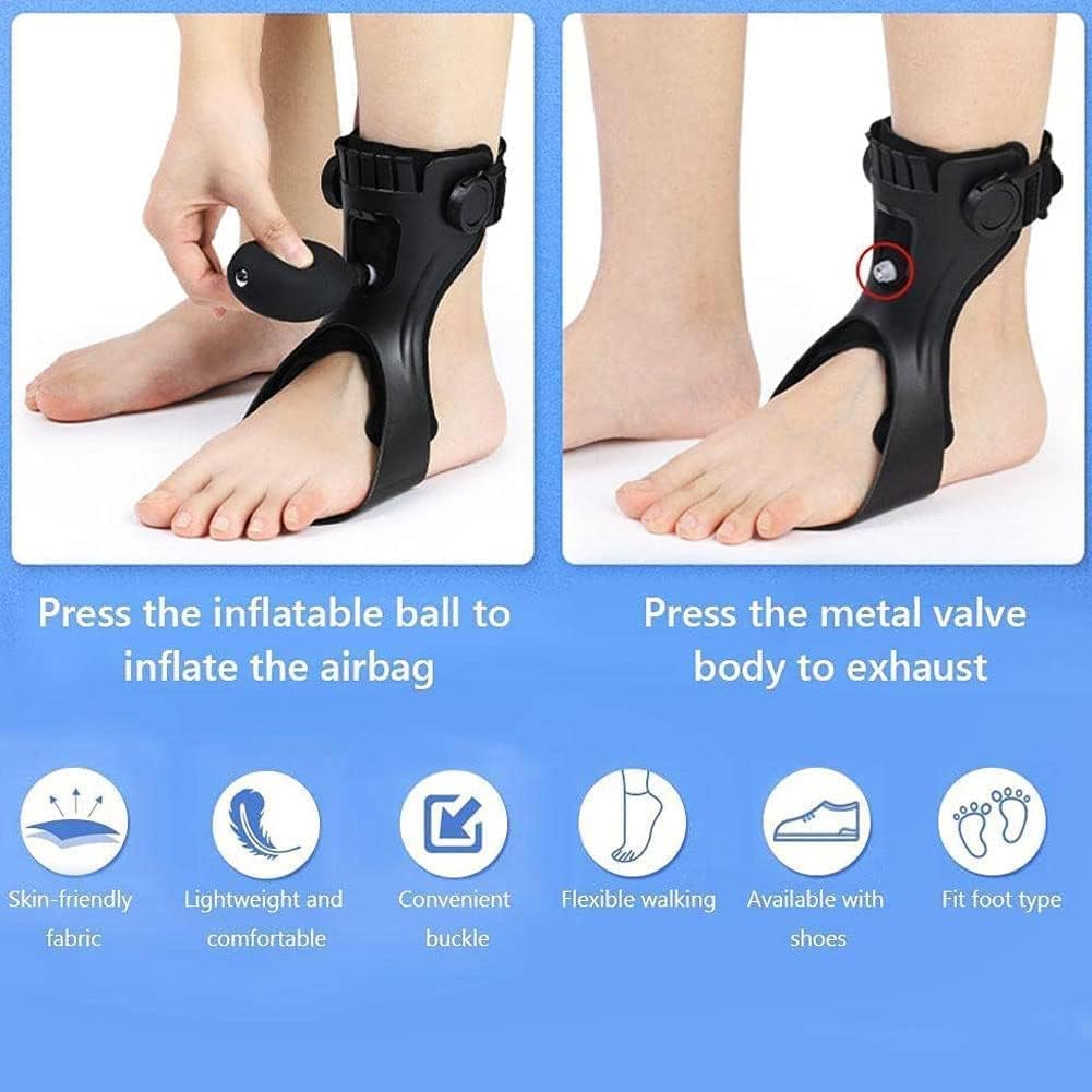 Tobilleras Ortesis Corrector postural Ligero con caída del pie con Bolsa de Aire Inflable for pie Plano Ortesis con caída del pie en valgo(Left,XL)